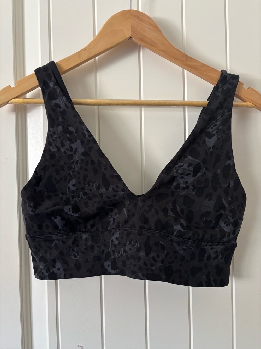 lululemon athletica Black Leopard-Print V-Neck Sports Bra C/D Cups